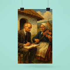 Bela Bartok collecting village melodies poster 6