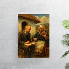 Bela Bartok collecting village melodies poster 7