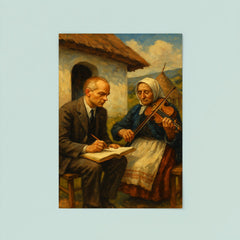 Bela Bartok collecting village melodies poster 8
