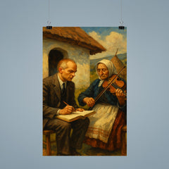Bela Bartok collecting village melodies poster 9