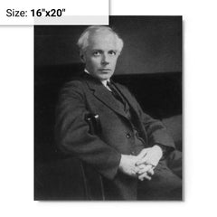 Bela Bartok metal print on a plain backdrop in size 16"x20".