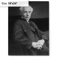 Bela Bartok metal print on a plain backdrop in size 18"x24".