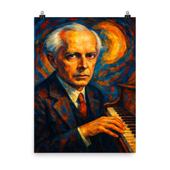 Bela Bartok poster on a plain backdrop in size 8"x10".