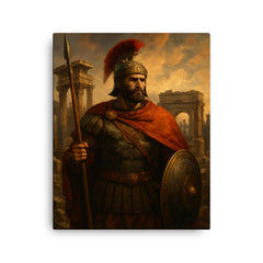 Belisarius amid ruined Roman grandeur canvas print on a plain backdrop in size 16"x20".