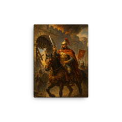 Belisarius before the shattered gates of Rome canvas print on a plain backdrop in size 12"x16".