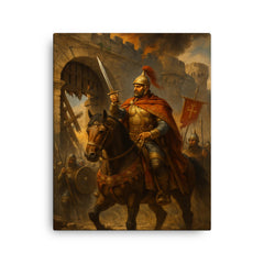 Belisarius before the shattered gates of Rome canvas print on a plain backdrop in size 16"x20".