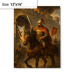 Belisarius before the shattered gates of Rome metal print on a plain backdrop in size 12"x16".