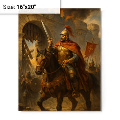 Belisarius before the shattered gates of Rome metal print on a plain backdrop in size 16"x20".