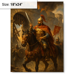 Belisarius before the shattered gates of Rome metal print on a plain backdrop in size 18"x24".