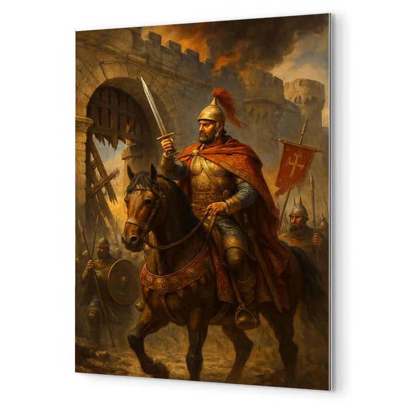 Belisarius before the shattered gates of Rome metal print mockup