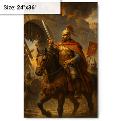 Belisarius before the shattered gates of Rome metal print on a plain backdrop in size 24"x36".