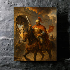 Belisarius before the shattered gates of Rome metal print mockup