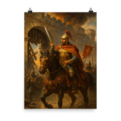 Belisarius before the shattered gates of Rome poster on a plain backdrop in size 8"x10".