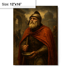 Belisarius begging alms as fallen Byzantine legend metal print on a plain backdrop in size 12"x16".