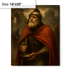 Belisarius begging alms as fallen Byzantine legend metal print on a plain backdrop in size 16"x20".