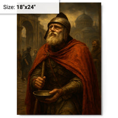 Belisarius begging alms as fallen Byzantine legend metal print on a plain backdrop in size 18"x24".