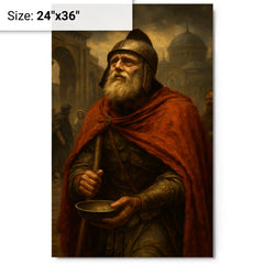 Belisarius begging alms as fallen Byzantine legend metal print on a plain backdrop in size 24"x36".
