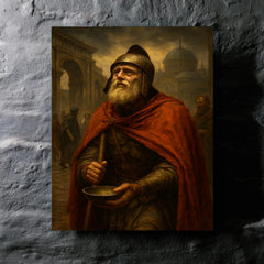 Belisarius begging alms as fallen Byzantine legend metal print mockup