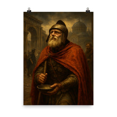 Belisarius begging alms as fallen Byzantine legend poster on a plain backdrop in size 8"x10".