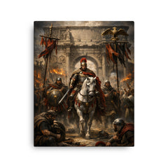 Belisarius entering Rome beneath torn standards canvas print on a plain backdrop in size 16"x20".