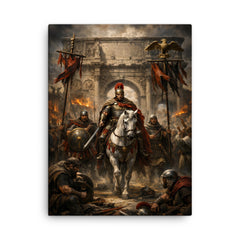 Belisarius entering Rome beneath torn standards canvas print on a plain backdrop in size 18"x24".