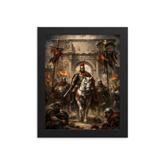 Belisarius entering Rome beneath torn standards framed print on a plain backdrop in size 8"x10".