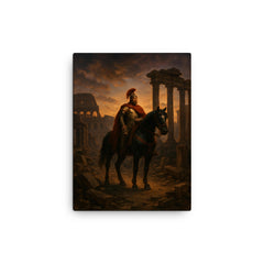 Belisarius in ruined Rome at twilight canvas print on a plain backdrop in size 12"x16".