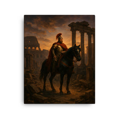 Belisarius in ruined Rome at twilight canvas print on a plain backdrop in size 16"x20".