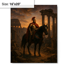 Belisarius in ruined Rome at twilight metal print on a plain backdrop in size 16"x20".