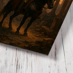 Belisarius in ruined Rome at twilight metal print mockup