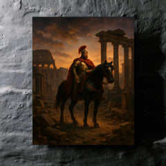 Belisarius in ruined Rome at twilight metal print mockup