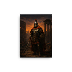 Belisarius in ruined Rome twilight canvas print on a plain backdrop in size 12"x16".