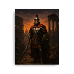Belisarius in ruined Rome twilight canvas print on a plain backdrop in size 16"x20".