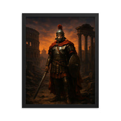 Belisarius in ruined Rome twilight framed print on a plain backdrop in size 16"x20".