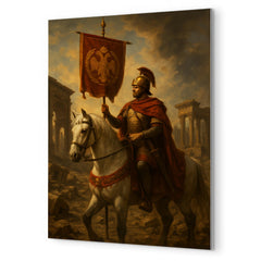 Belisarius in ruined Rome with imperial standard metal print mockup