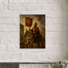 Belisarius in ruined Rome with imperial standard metal print mockup
