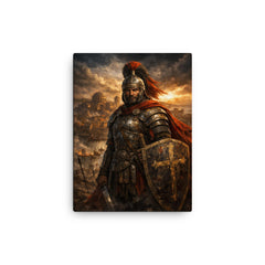 Belisarius in weathered armor before Ravenna canvas print on a plain backdrop in size 12"x16".
