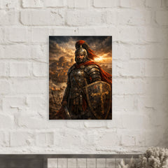 Belisarius in weathered armor before Ravenna metal print mockup