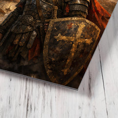 Belisarius in weathered armor before Ravenna metal print mockup