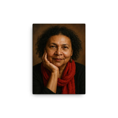Bell Hooks portrait canvas print on a plain backdrop in size 12"x16".