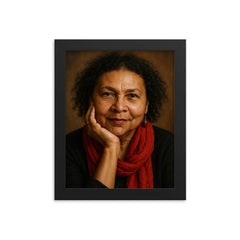 Bell Hooks portrait framed print on a plain backdrop in size 8"x10".