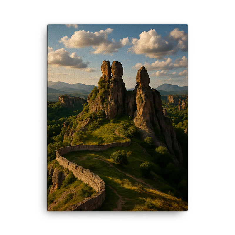 Belogradchik Rocks Bulgaria canvas print on a plain backdrop in size 18