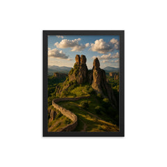 Belogradchik Rocks Bulgaria framed print on a plain backdrop in size 12"x16".