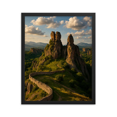 Belogradchik Rocks Bulgaria framed print on a plain backdrop in size 16"x20".