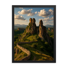 Belogradchik Rocks Bulgaria framed print on a plain backdrop in size 18"x24".