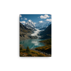 Belukha Massif Altai Russia canvas print on a plain backdrop in size 12"x16".