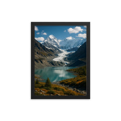 Belukha Massif Altai Russia framed print on a plain backdrop in size 12"x16".