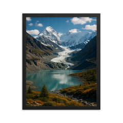 Belukha Massif Altai Russia framed print on a plain backdrop in size 16"x20".