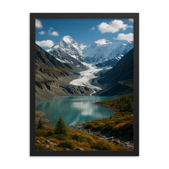 Belukha Massif Altai Russia framed print on a plain backdrop in size 18"x24".