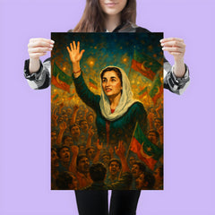 Benazir Bhutto in luminous campaign crowd poster 3